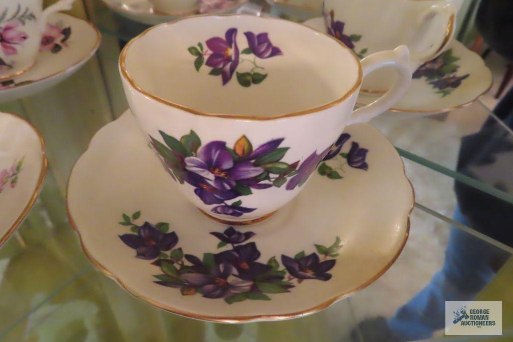 Assorted cups and saucers, made in England