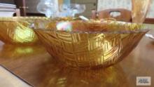 Carnival Glass basket weave bowls, small chips