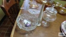 Decorative egg and assorted glassware