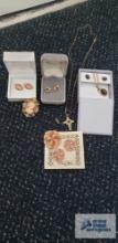 Costume jewelry earrings, necklaces, and pins