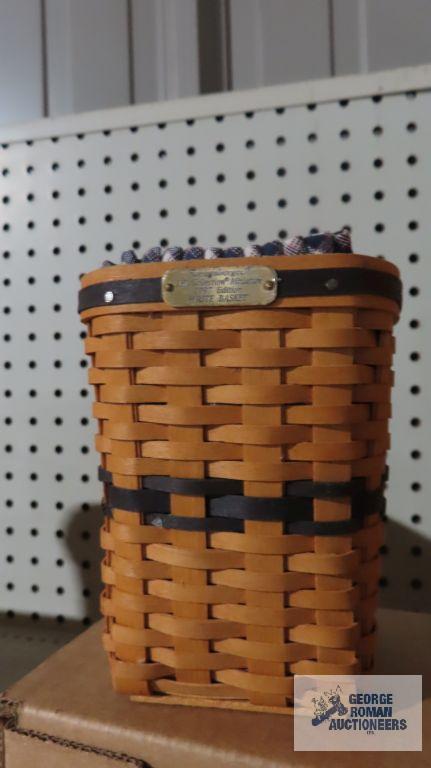Longaberger...J.W. Collection Miniatures, 1997 wastebasket, 2003-2004 umbrella basket and miniature