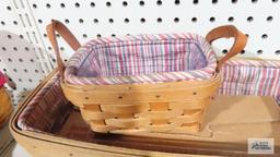 Longaberger 1997 basket, 2003 bread basket and bread basket brick