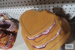 Longaberger (2) 1999 heart shaped baskets and (1) 2000 heart shaped basket