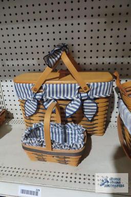 Longaberger 1998 blue striped baskets