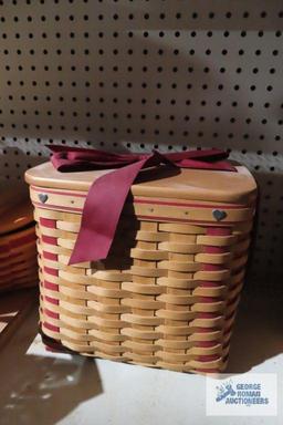 Longaberger ribbon tied heart baskets