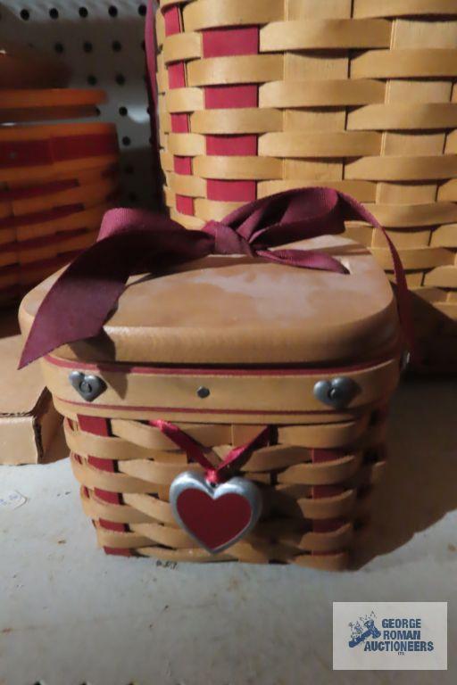 Longaberger ribbon tied heart baskets