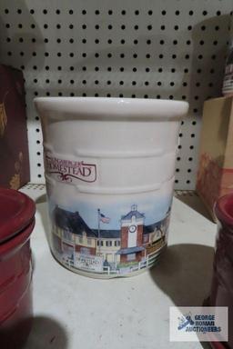 Longaberger Pottery candle holders and homestead crock
