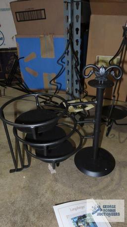 Longaberger wrought iron christmas tree candle holders and swivel caddy