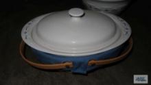Longaberger...Pottery casserole and 2002 basket