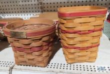 Longaberger 1988 poinsettia basket and 1996 red striped basket