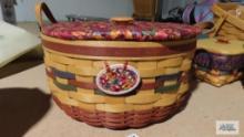 Longaberger 1995 red, blue and green striped fall basket