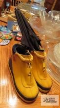 child's rubber boots, size 6 or 9...and miniature umbrella