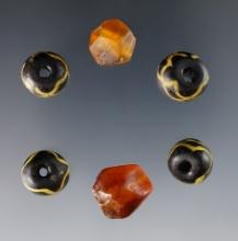 Set of 6 rare beads - White Springs Site in Geneva, New York.