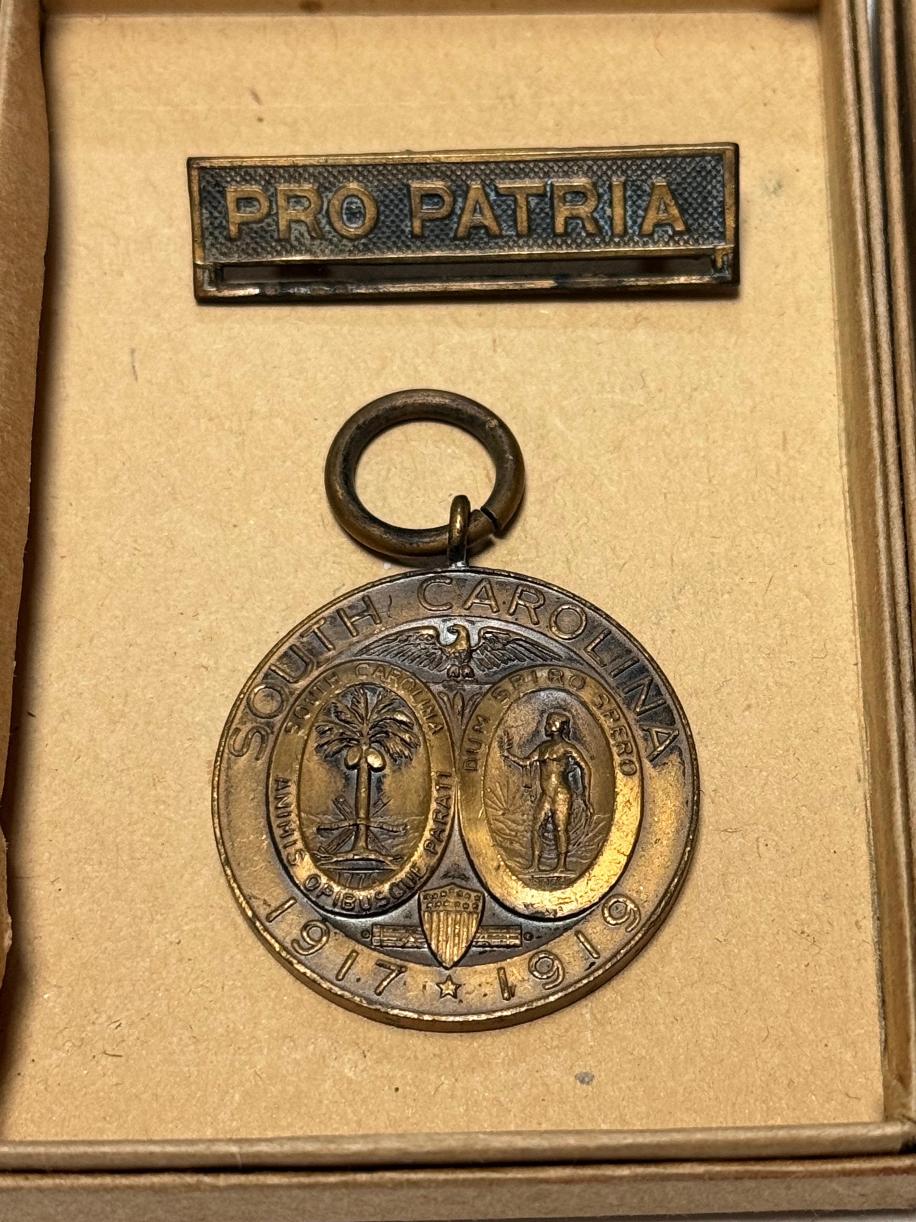 WWI Greenville County 1917-1919 Pro Patria Service Medals