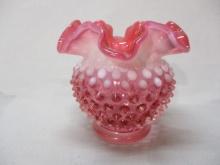 Fenton Cranberry Opalescent Hobnail Vase 5"