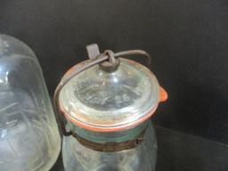 White House Vinegar 1/2 Gal Jug & Globe Canister Jar w/lid