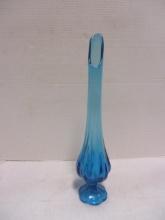 Blue Pulled Art Glass Vase