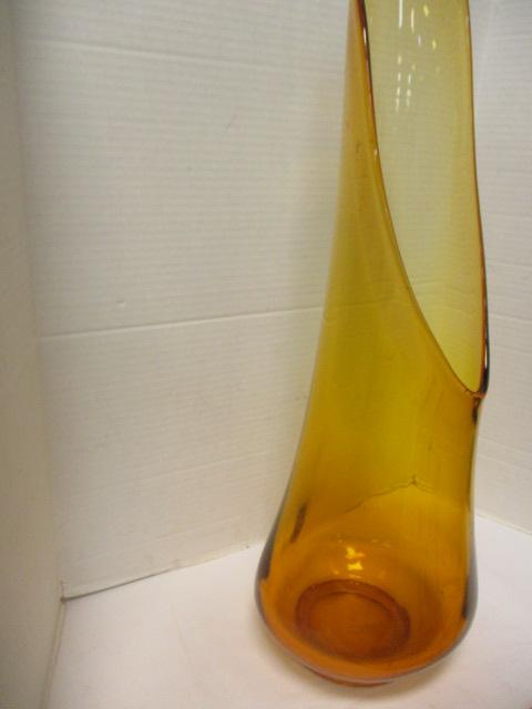 Large Amber Stretched Art Glass Vase