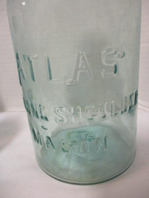 Vintage Blue Glass Canning Jars with Zinc Lids