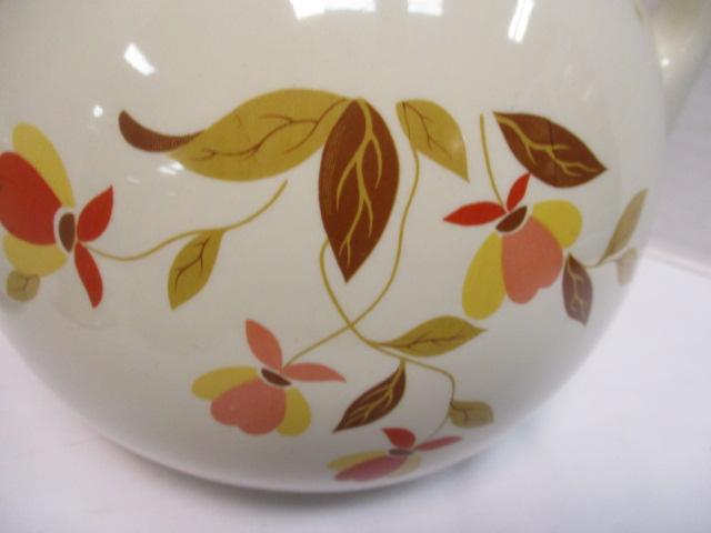 Hall's Jewel Tea Autumn Leaves Pitcher, Shakers and bowl