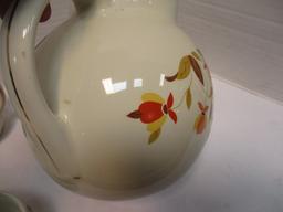 Hall's Jewel Tea Autumn Leaves Pitcher, Shakers and bowl
