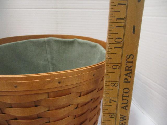 Round Longaberger "Fruit" Basket with Fabric/Plastic Liner