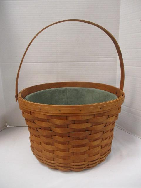 Round Longaberger "Fruit" Basket with Fabric/Plastic Liner