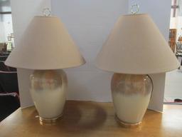 Pair of Bulbous Glass Table Lamps