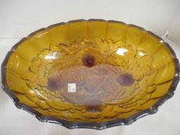 Iridescent Amber Footed Fruit Bowl