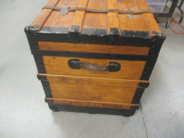 Vintage Pine Trunk with Leather Straps/Handles