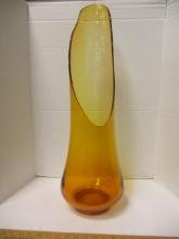 Large Amber Stretched Art Glass Vase