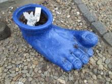 Glazed Blue Big Toe/Foot Planter with Wind Spirit Stake