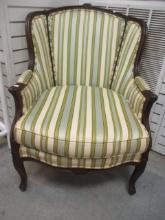 William Key Interiors Custom Covered Carved Armchair