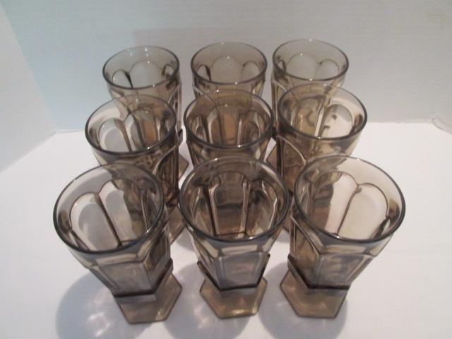 Nine Fostoria Virginia Brown Iced Tea Glasses