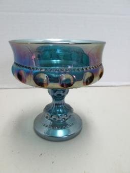 Blue Carnival Glass Candy Dish