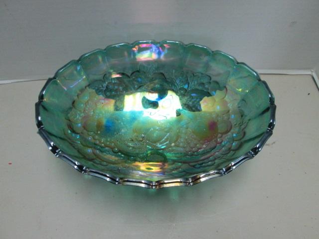 Carnival Glass Oval Centerpiece Bowl