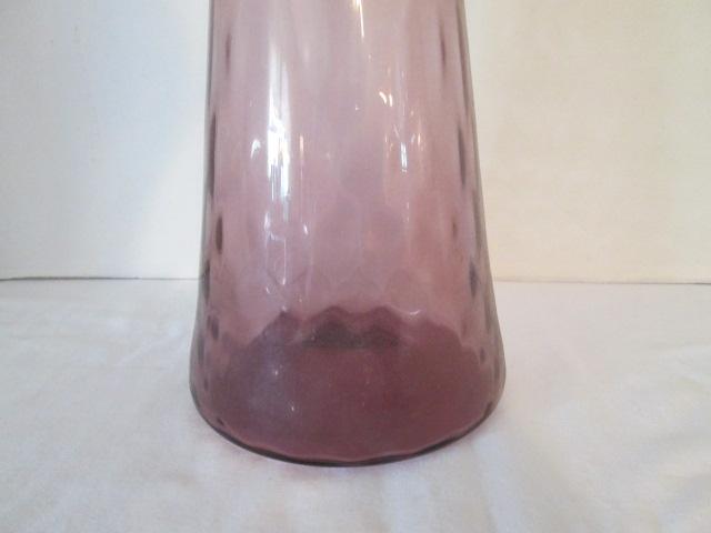 Tall Purple Glass Decanter Bottle with Stopper
