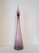 Tall Purple Glass Decanter Bottle with Stopper