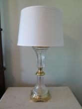 Heavy Glass and Brass Table Lamp