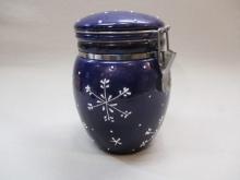 Vintage Cobalt Blue Ceramic Jar w/Clamp Closure