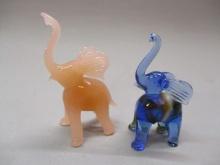 2 Glass Elephants