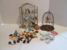 Small Decorative Birdcage and Glass/Brass Edged Miniature Display Case