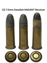 (3) 7.5mm Swedish NAGANT Revolver
