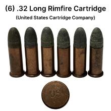 6rds. of .32 LONG Rimfire Ammunition by the United States Cartridge Company