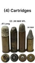 (4) Cartridges - .41 Long, (2) .38 S&W SPL, .38 S&W