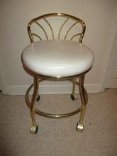 Metal Vanity Stool with Cushion on Casters
