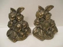 Two Metal Colonial Virginia Floral Book Ends