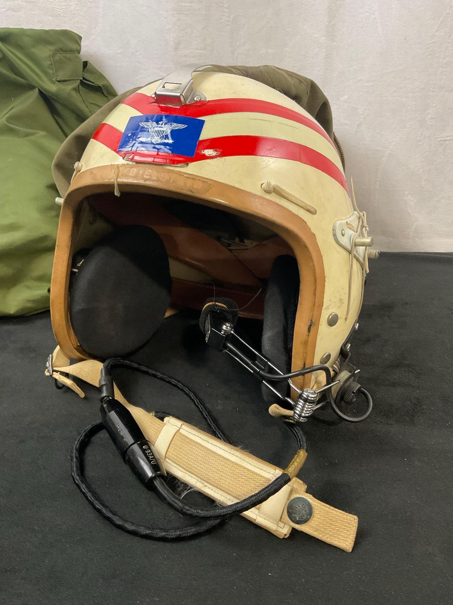 USAF type P-4A Flying Helmet, Olive Drab Bag, Assorted Civil Air Patrol Papers and maps