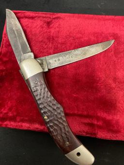 Vintage Case XX USA 6265 SAB Folding Hunter Pocket Knife Wooden Handle