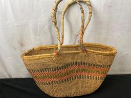Vintage Native American Made Woven Basket w/ Handles, several different colors